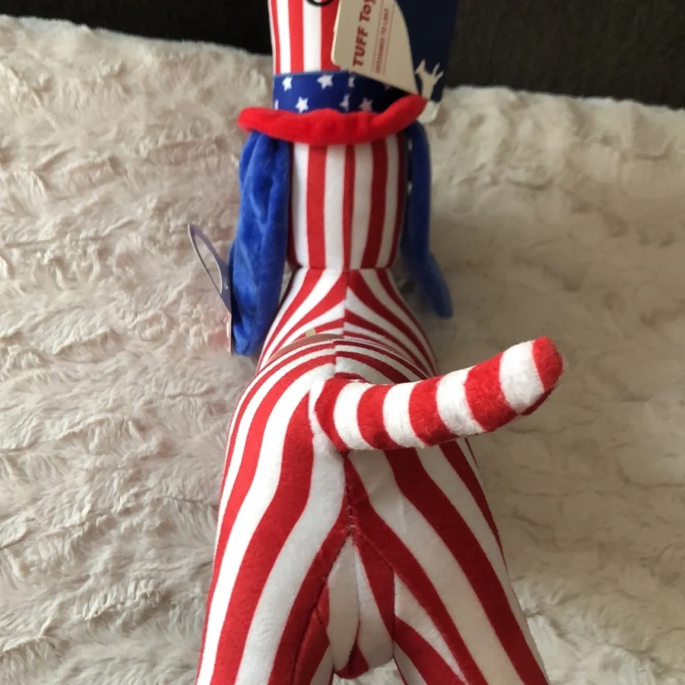 Red & White Striped Patriotic Dachshund Dog Plush Toy for Pets